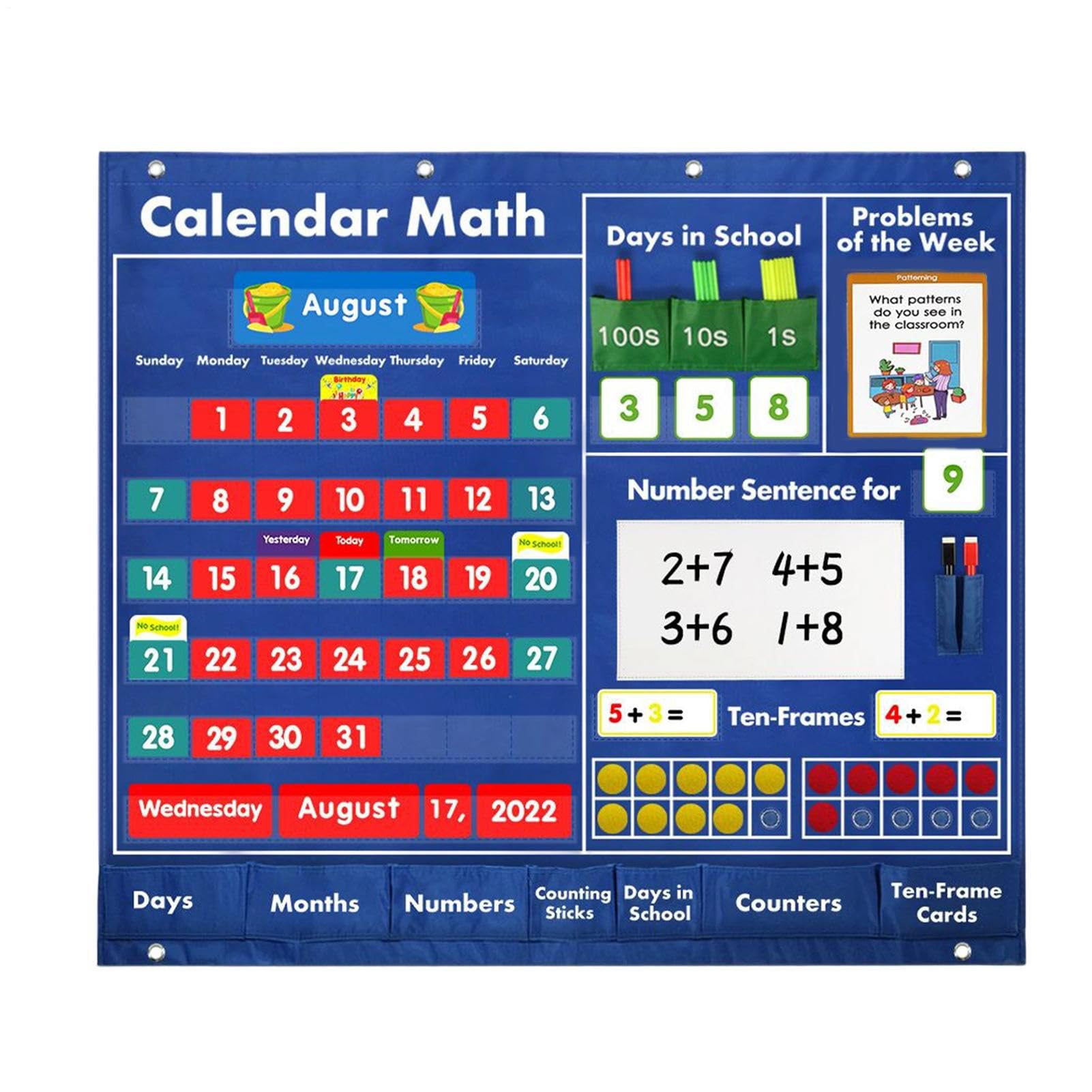 Calendario Con Tasche Per La Classe Attività Con Materiali Modulari | Attività Di Matematica Quotidiane Per Bambini Ragazzo Insegnante Genitore Vacanza Classe Casa Scuola Materna Elementare
