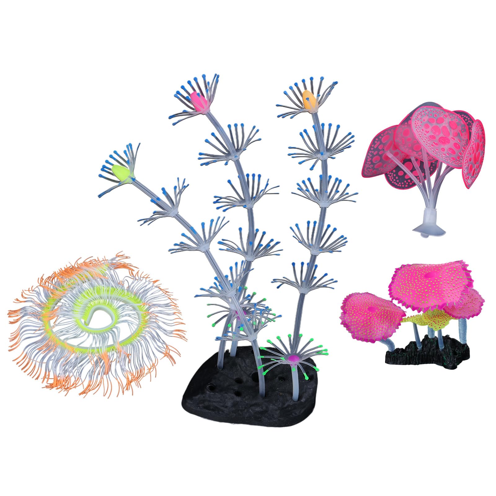 Msioytog Aquarium Landscape Grass Fluorescence Aquariums Decorations Art Terrarium Habitat Ornaments Photo Props Colorful Plant Set