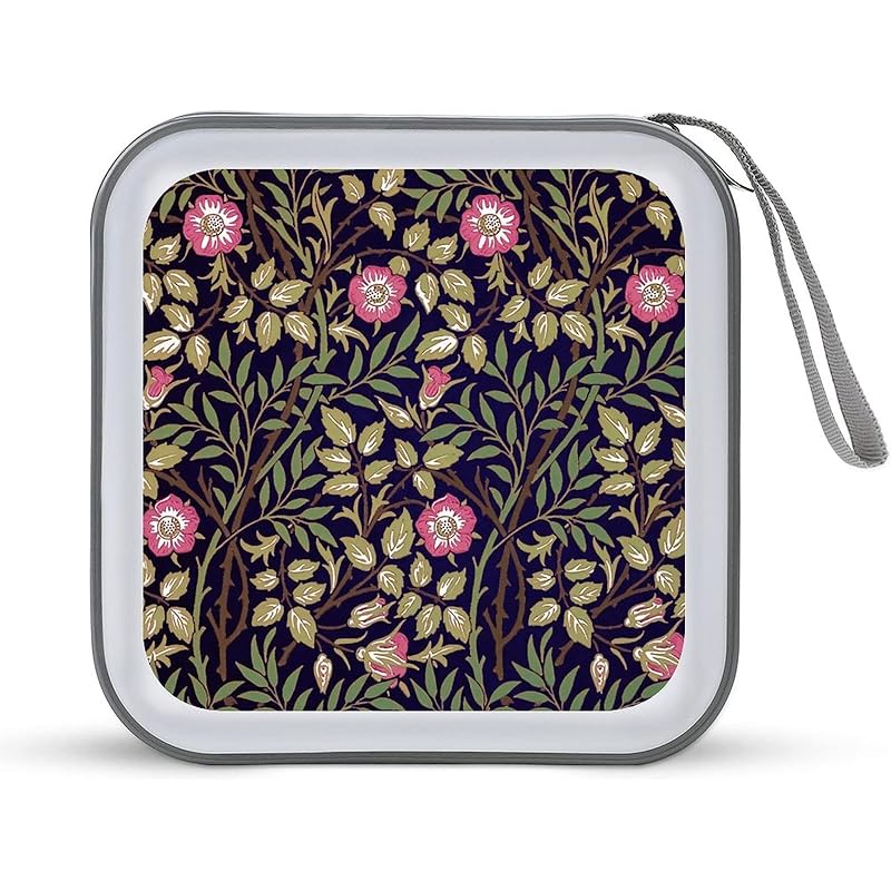Cdケース Cd収納ケース ウィリアム モリス 花柄 メディア収納バッグ Dvdケース ディスクケース Vcdバッグ 収納袋 収納ポーチ 保管ボックス 持ち運び便利 旅行 自宅 オフィス用 耐磨耗性に カバー 大容量 防湿 おしゃれ メディアファイル シンプル ファスナー付 Izzqg2vrk5