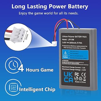 PS5 Controller Battery, 2650mAh LIP1708 Replacement Battery for Sony PlayStation 5 PS5 DualSense CFI-ZCT1W Wireless Controller