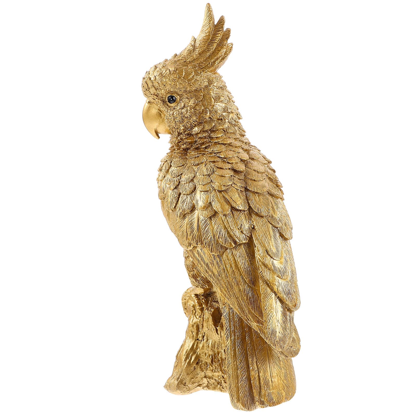 Figura Decorativa de Loro de Resina Dorada, Portátil y Fácil de Limpiar, Adecuado para Decoración de Mesa en Sala de Estar y Escritorio Familiar
