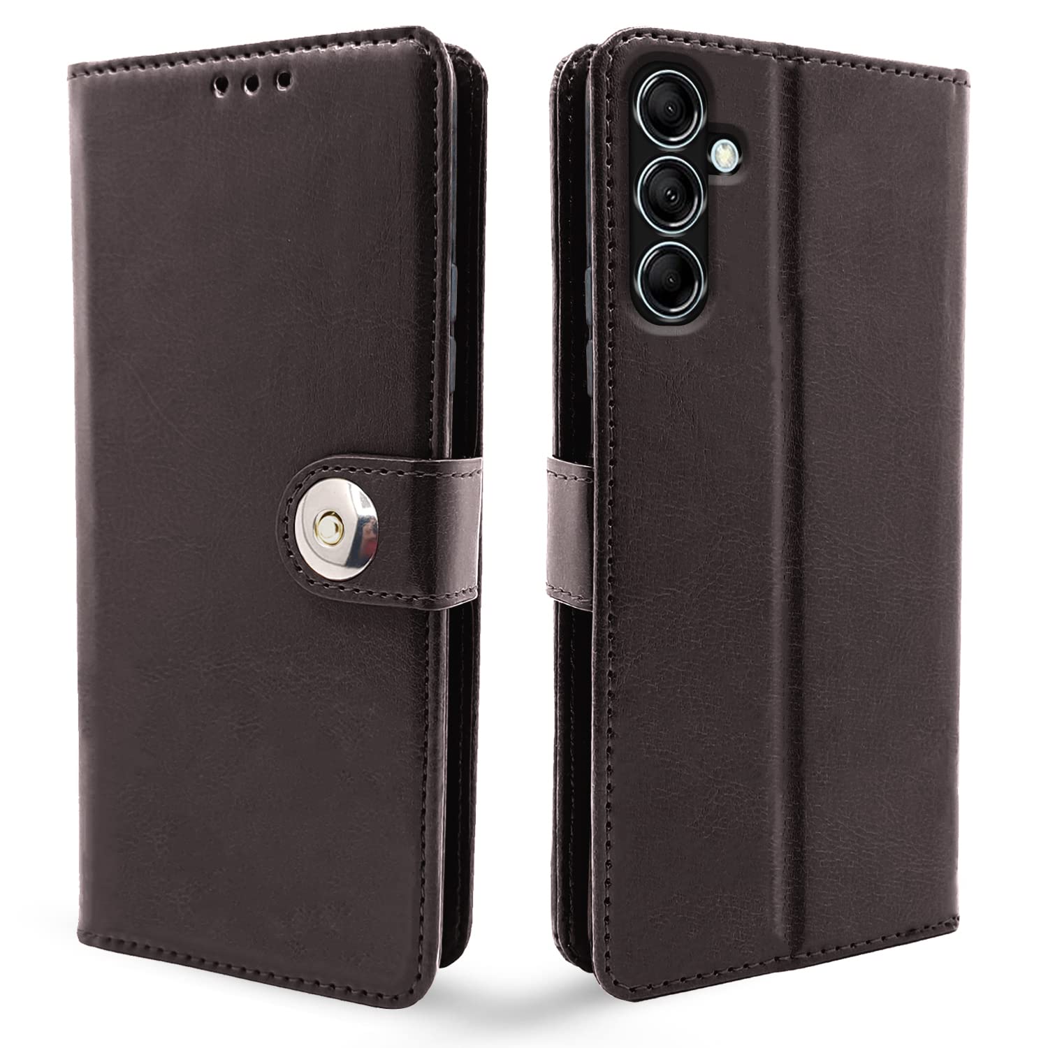 Pikkme Samsung Galaxy M14 5G Flip Cover Leather Finish | Inside TPU with Card Pockets | Wallet Stand and Shock Proof | Complete Protection Button Flip Case (Coffee) (B0C2TXY2X4) Amazon Price History, Amazon Price Tracker