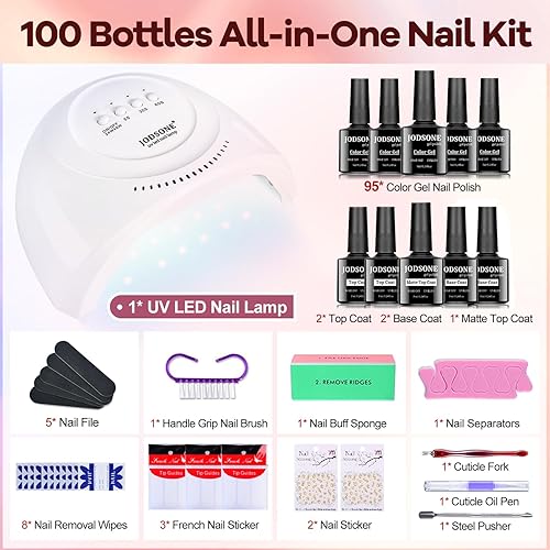Miniatura 84 de JODSONE Juego de 60 esmaltes de uñas de gel con 5 botellas de base y capa superior mate brillante, juego de uñas de gel para remojar, adecuado