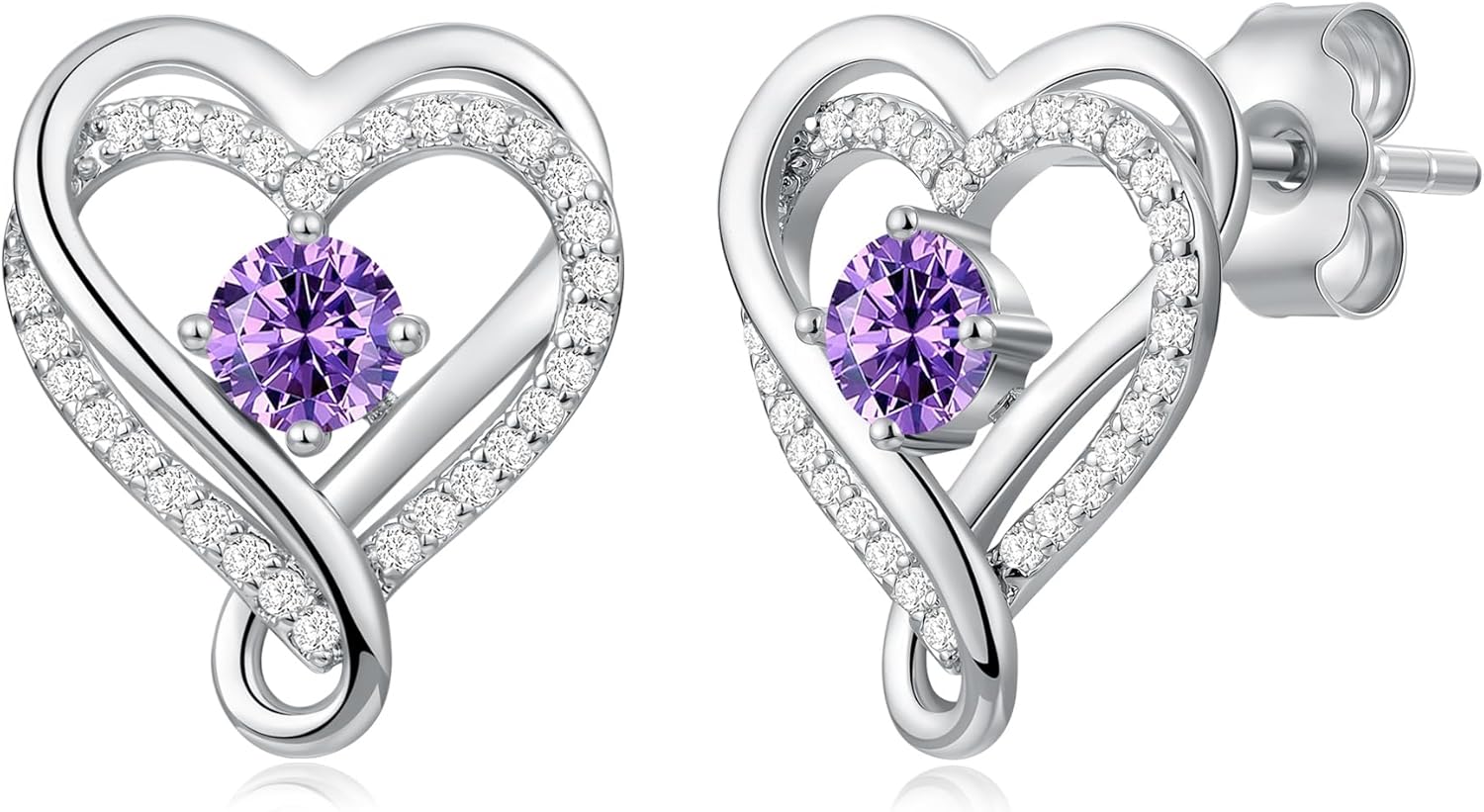 Infinity Heart Birthstone Earrings for Women Wife S925 Sterling Silver Anniversary Birthday Gift Ideas for Wife Girlfriend Her Presents for Mom Daughters