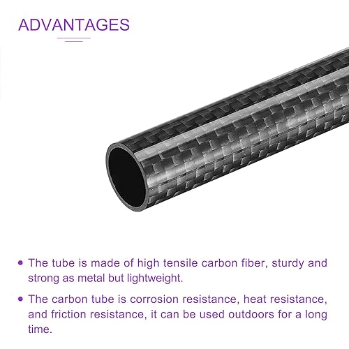 Miniatura 4 de DMiotech Paquete de 2 tubos redondos de fibra de carbono de 0.394 in x 0.315 in x 19.685 in, tubo de carbono envuelto en rollo 3K para RC