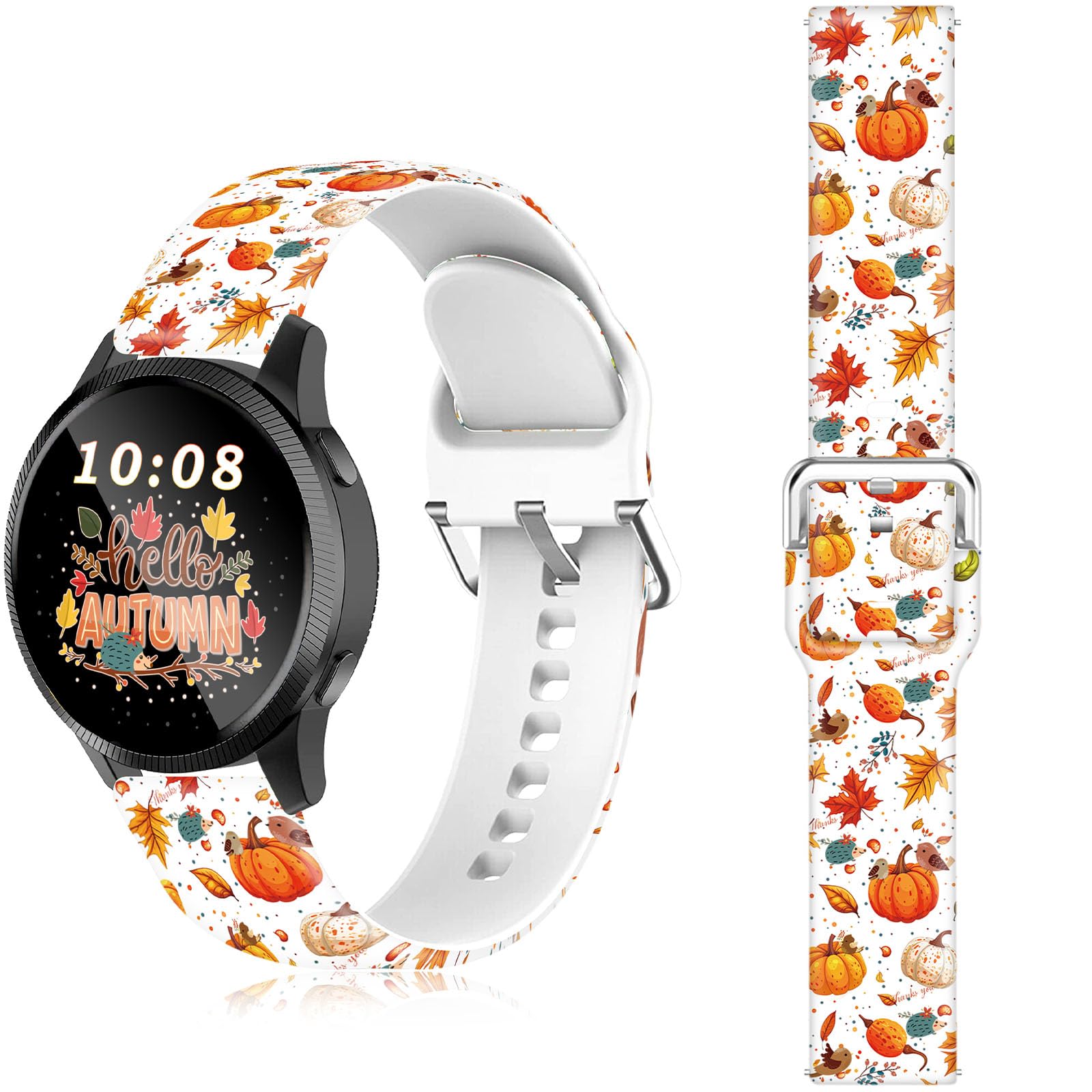 Bracelet de montre de Noël de 20 mm compatible avec Samsung Galaxy 6/5/5 Pro/4/4 Classic/3 (41 mm)/Active 1&2, tailles 40 mm, 41 mm, 42 mm, 44 mm, 45 mm, 46 mm, bonhomme de neige, Père Noël, vacances