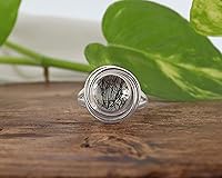 Vista 3 de Black Rutilated Quartz Ring Natural Round Cabochon Black Rutile Ring Sterling Silver 925 Handmade Jewelry