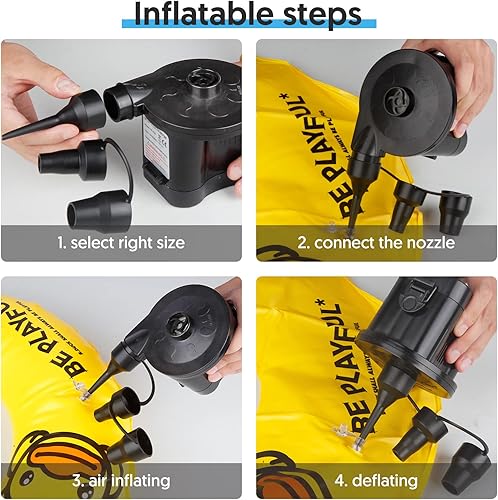 Miniatura 5 de Bomba de aire eléctrica para inflables, bomba de colchón de aire alimentada por batería para sofá inflable, flotadores de piscina, balsa de piscina,