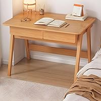 Vista 8 de CraftThink Escritorio escandinavo de estudio de oficina, escritorio contemporáneo para computadora, escritorio de trabajo con base de madera