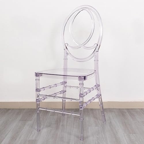 Miniatura 9 de Efavormart - Silla apilable de acrílico transparente Phoenix Chiavari, silla con respaldo ovalado sin brazos de resina transparente