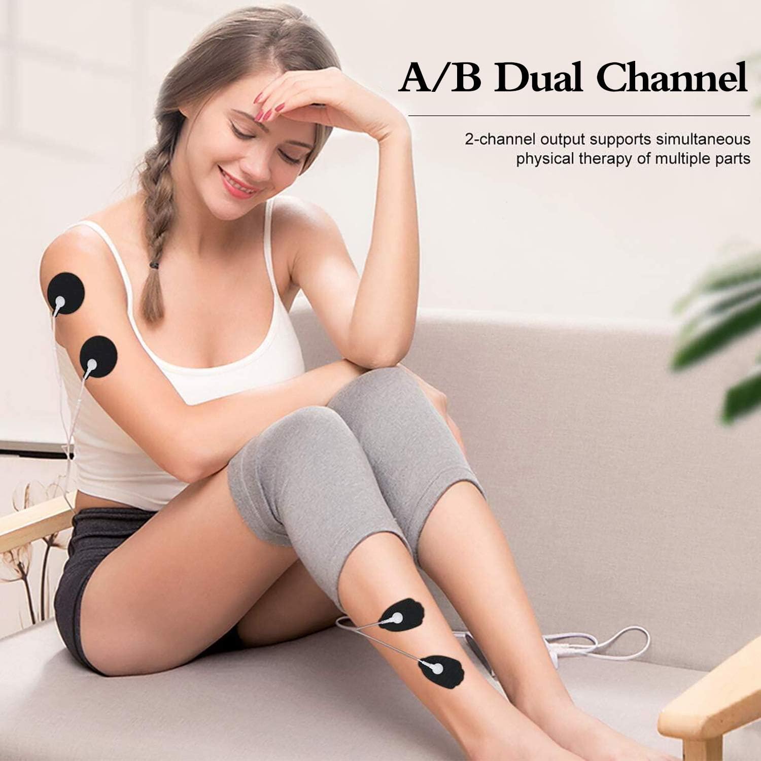 Tens Unit EMS Muscle Stimulator- Pain Relief Dual Channel Rechargeable 6 Mode Pulse Massager with 10 Pads Electric Tens Machine Relieve Back Pain: Health & Personal Care