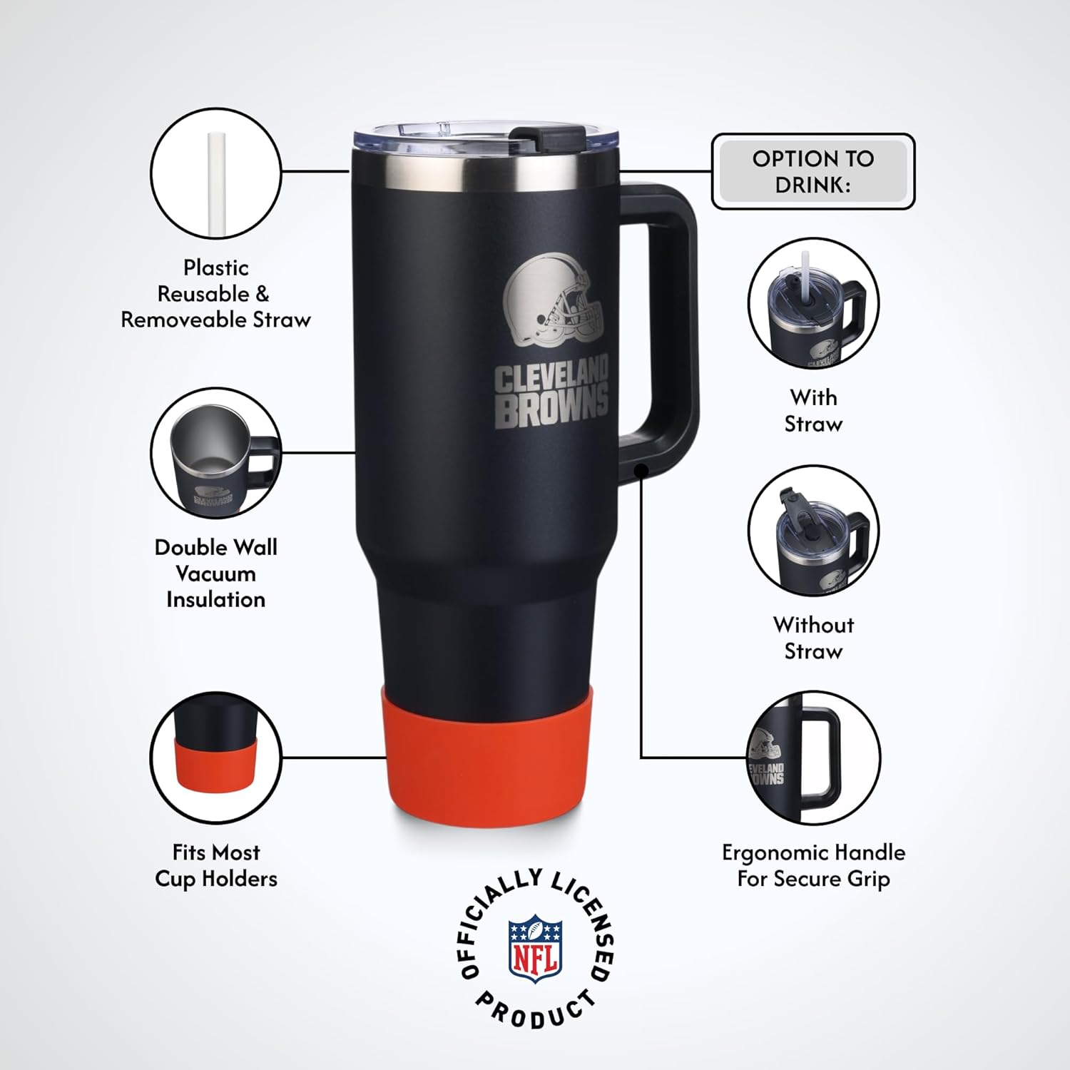 The Memory Company NFL 40oz Game Day Tumbler - Premium Stainless-Steel Double-Wall Vacuum Insulated Travel Cup with Removable Silicone Base , Laser Engraved Team Logo, Hot & Cold Drinks - Image 3