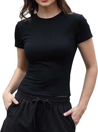 Womens Soft Cotton Modal Baby Tee, Crop Tops