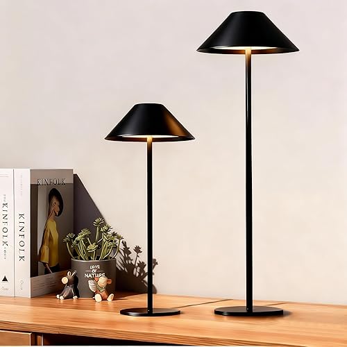 Miniatura 15 de Paquete de 2 lámparas de mesa inalámbricas doradas recargables, lámpara de mesita de noche pequeña de metal con 3 postes ajustables, lámpara táctil