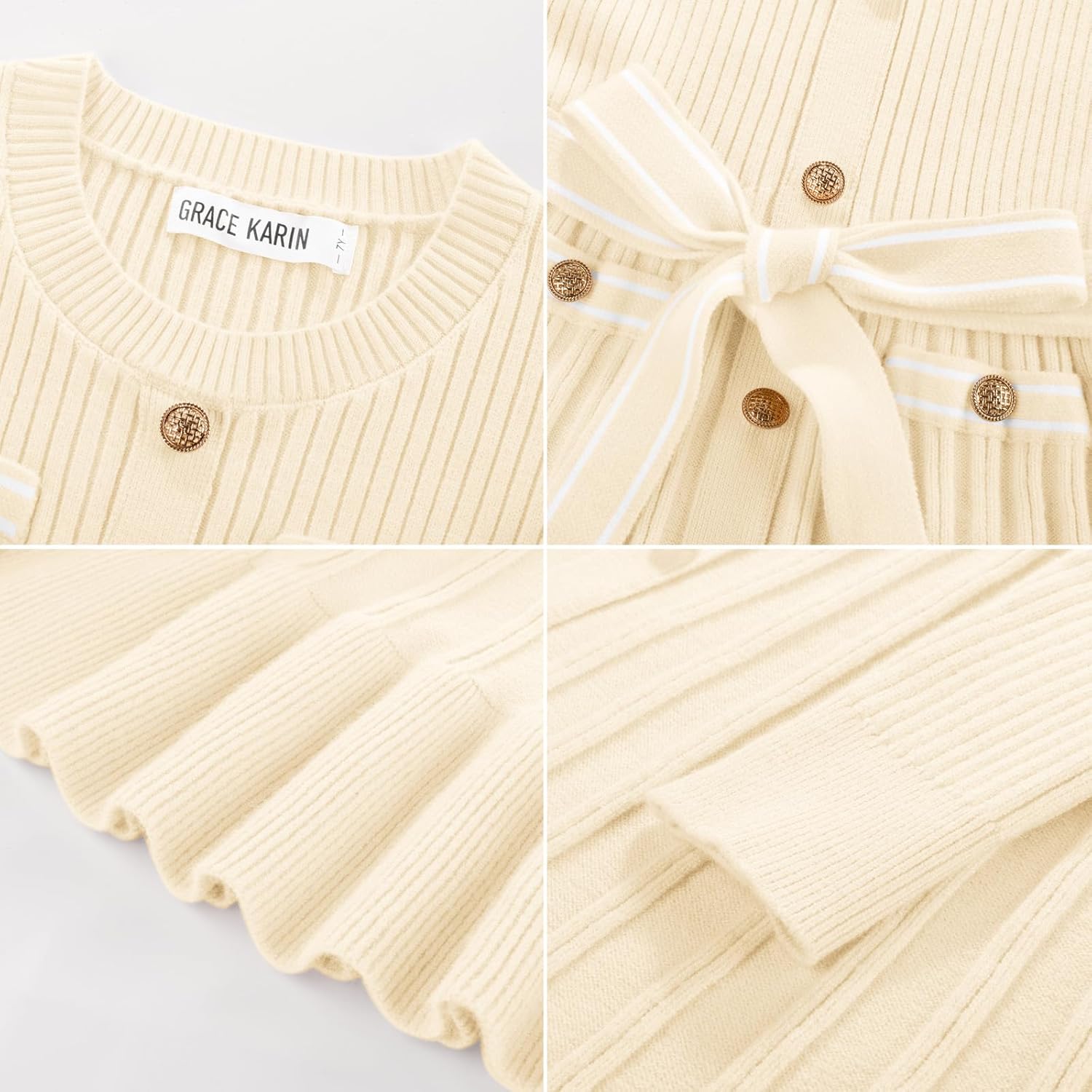 GRACE KARIN Girls Fall Sweater Dress Tween Long Sleeve Fashion Button Front Fancy Ruffle Winter Casual Dresses Size 6-14 - Image 8