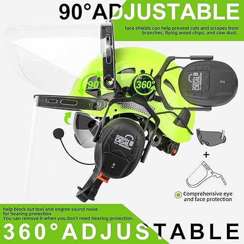 Miniatura 4 de Casco de seguridad para motosierra forestal GREEN DEVIL con orejeras Bluetooth Casco de arborista Casco duro con visera incorporada Protector facial