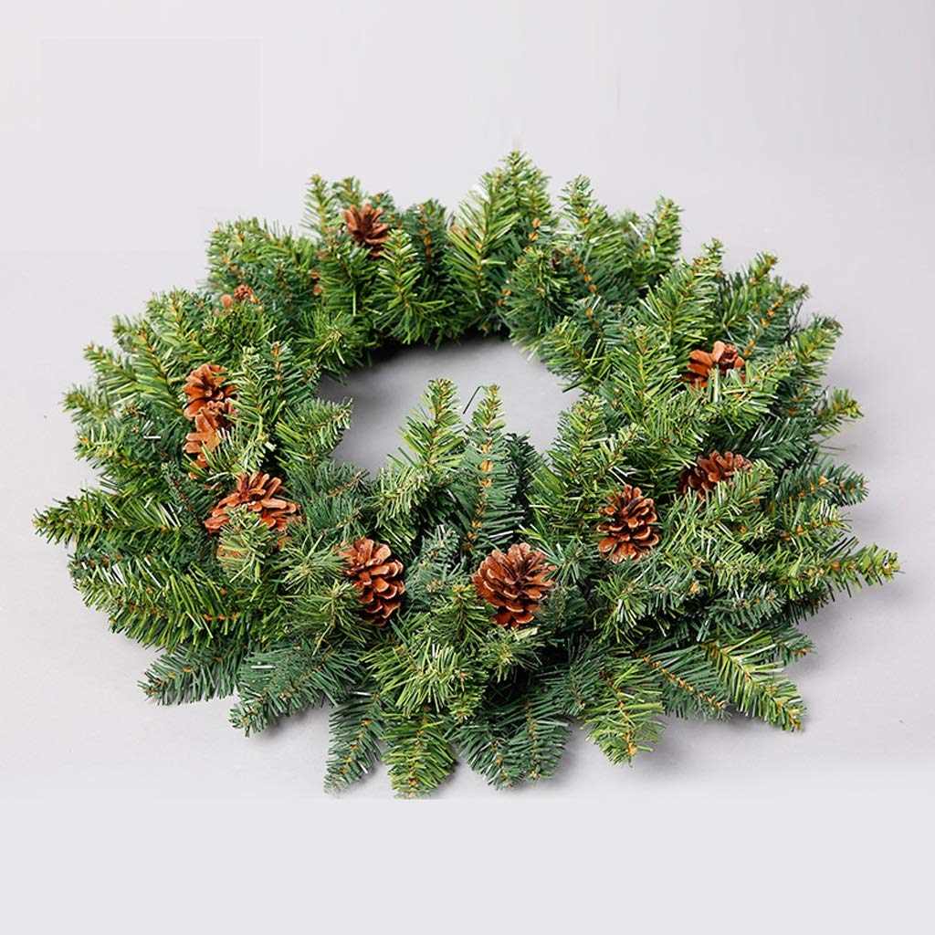 Corona de Navidad artificial, círculo decorativo verde de 90 cm, perfecta para puerta de entrada o decoración durante todo el año en hogares, hoteles, centros comerciales
