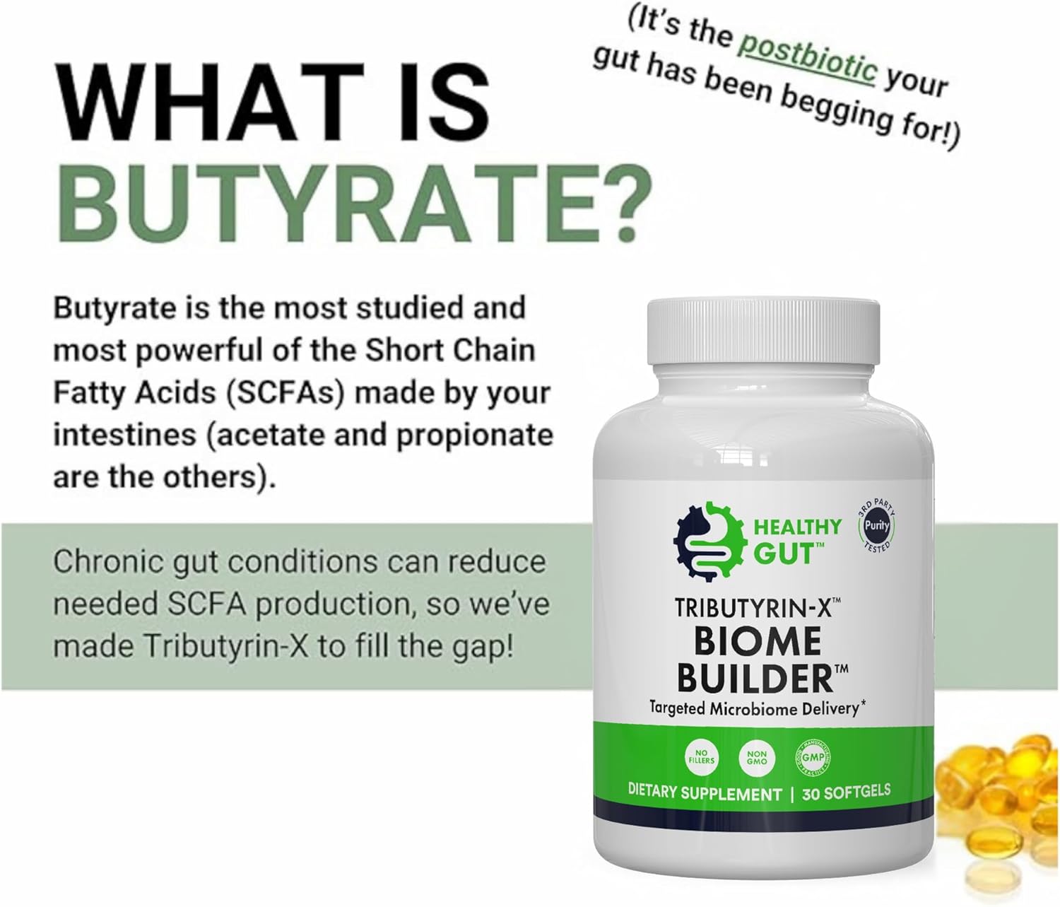 Healthy Gut Tributyrin-X Biome Builder, 30 Softgels, and Magnesium-HP, 60 Capsules