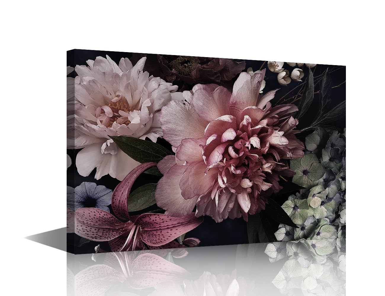 TISHIRON Wall Art Canvas Prints,Real Flowers Bouquet Print Painting