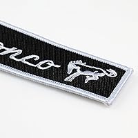 Vista 4 de Detroit Shirt Company Llavero bordado con logotipo de Ford Bronco 5" x 1" logos delanteros y traseros, Negro