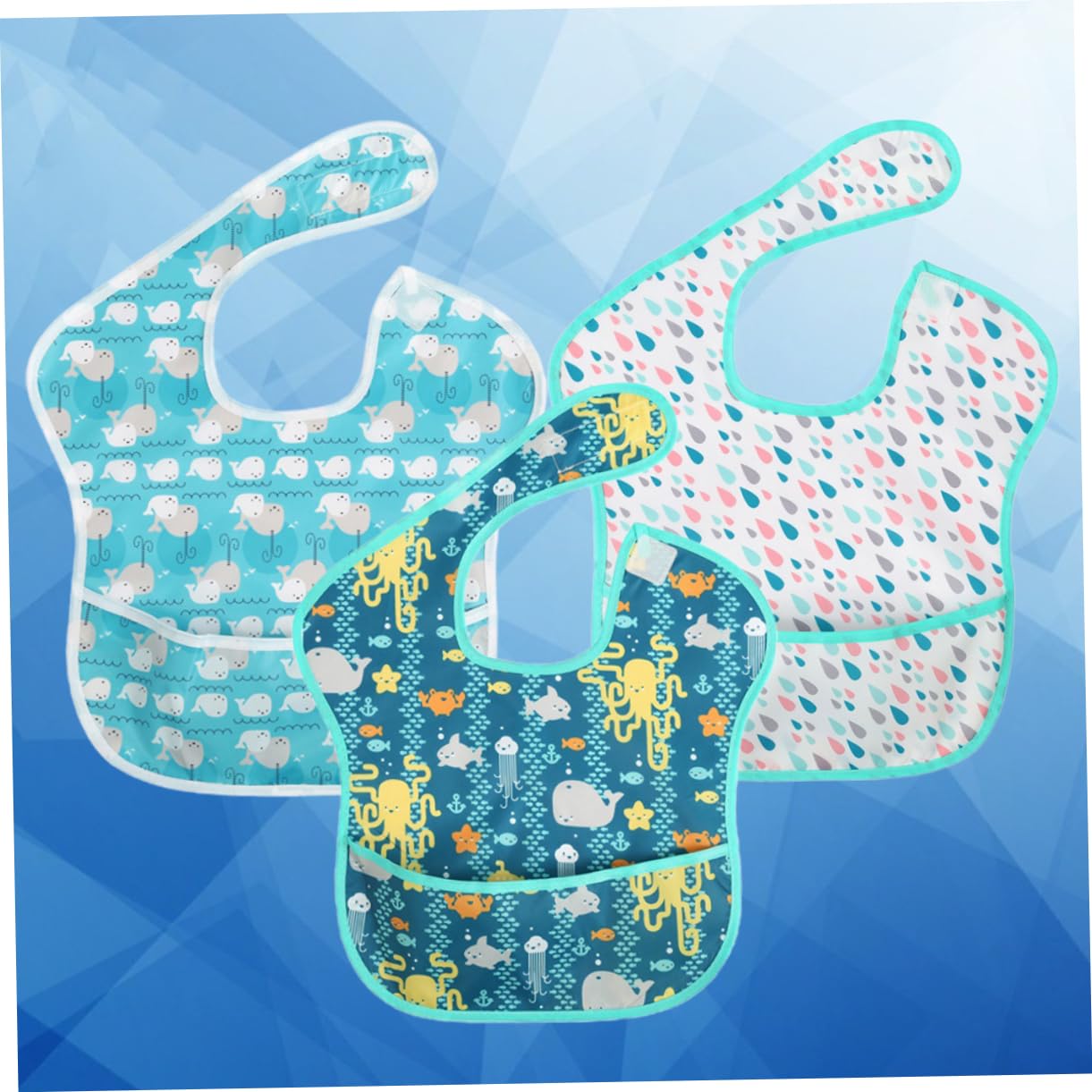 ibasenice 9stücke Teiliges Lätzchen Wasserdichtem Material Mit Cartoon-muster Kleiner Oktopus Kleine Regentropfen Kleiner Wal Spucktuch Für Neugeborene Und Kleinkinder Einfach Anzulegen