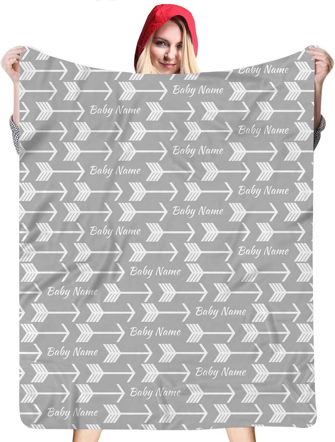 Personalized Baby Blanket Arrow with Name, Custom Super Soft Minky Baby Blankets for Boys Girls, Toddler Blanket for Daycare, Baby Swaddle Plush Blankets for Newborn
