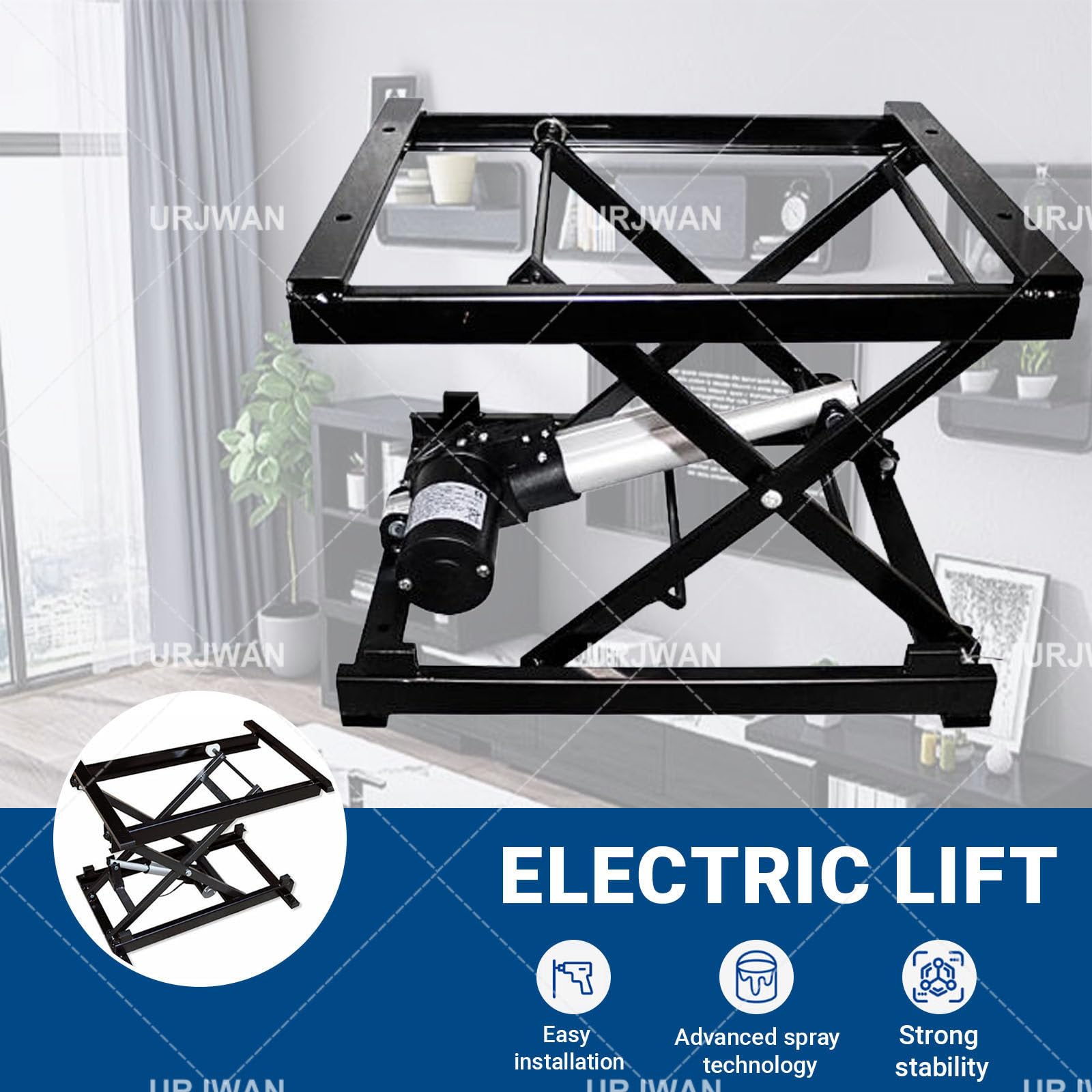 Mesa elevadora de tijera eléctrica, plataforma de elevación ajustable en altura con control remoto inalámbrico para comedor, café o escritorio de computadora