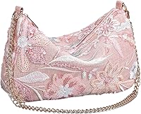 QWINEE Women's Sequin Floral Embroidery Clutch Bag - Elegant Beaded Mini Crossbody Purse for Wedding Party Evening
