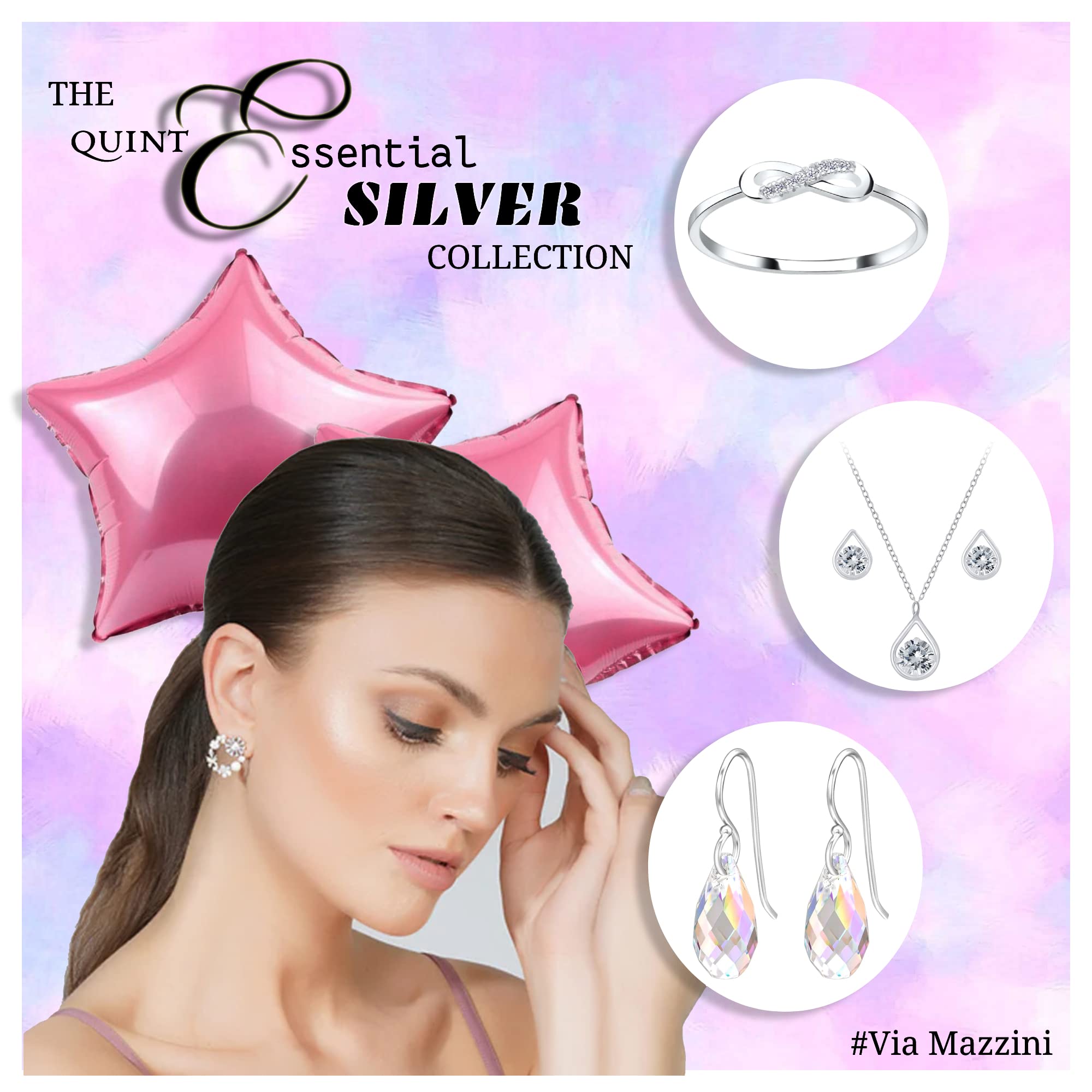 925 Sterling Triangle Crystal Stud Earrings for And Pure