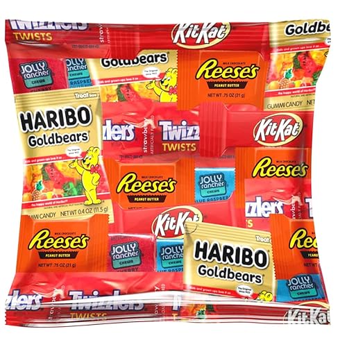 Surtido de chocolate y dulces navideños Twizzlers, Resse's, KitKat, Joly Ranchers & Harribo Dulces envueltos individualmente (2 libras)