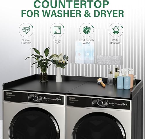 Miniatura 2 de Encimera de lavadora y secadora, encimera de lavandería con rieles de borde, 27.5 pulgadas de profundidad x 54 pulgadas, cubiertas de lavadora y