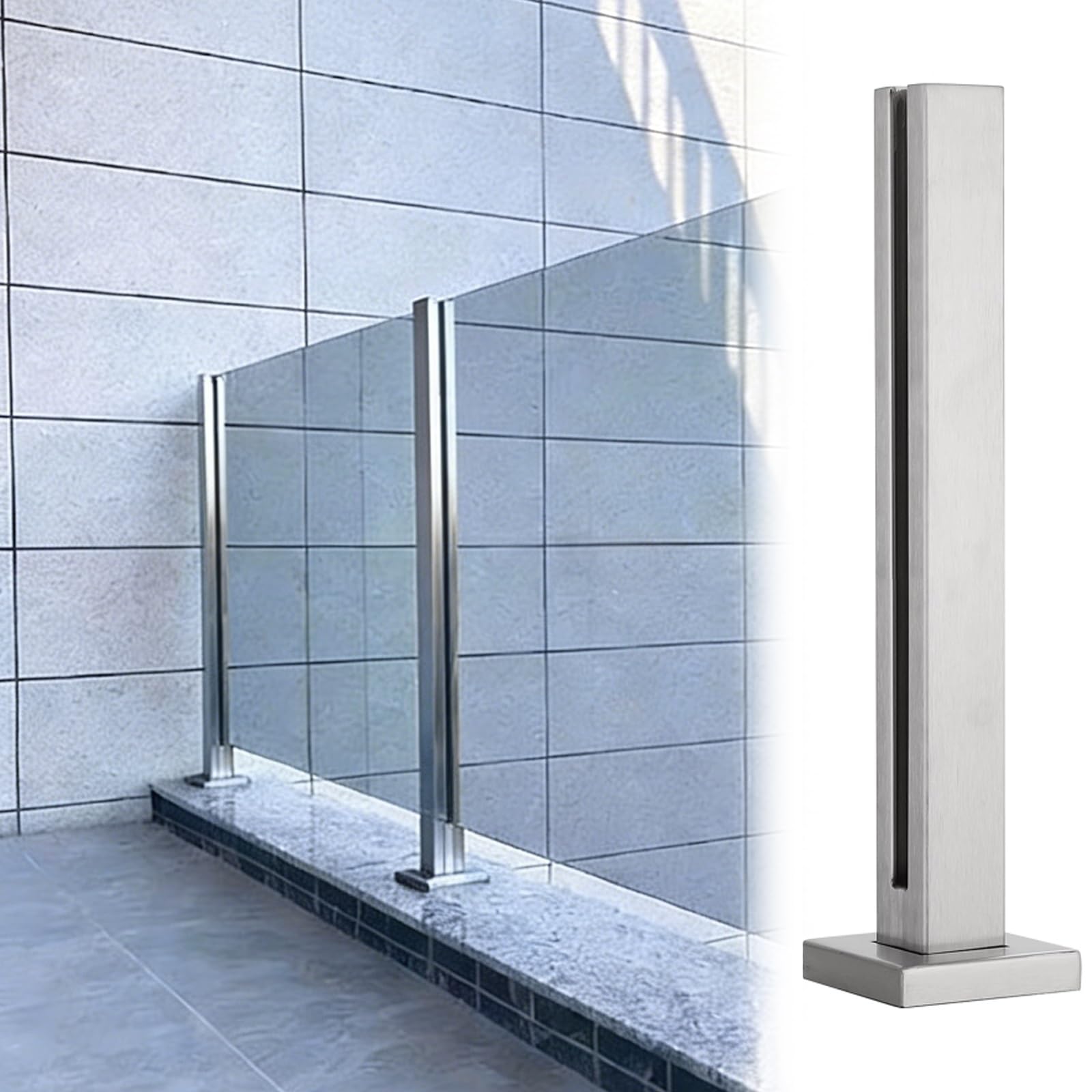 Poteaux de garde-corps en verre avec fentes de fixation sans perçage