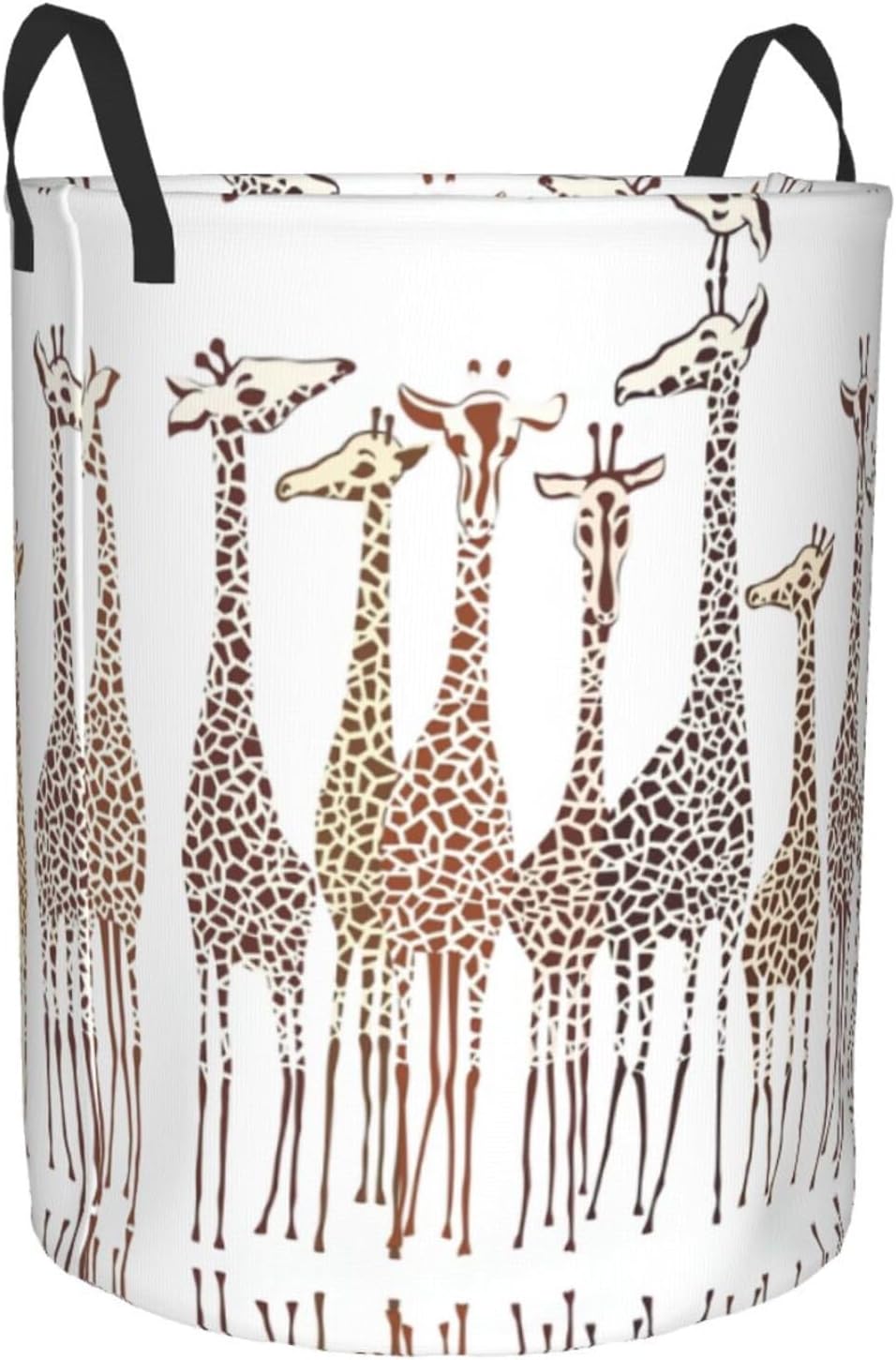 Cute Cartoon Funny Giraffes Printed Hamper - Durable Round Laundry Basket with Handles - Baskets for Laundry, Bedroom Storage, Medium