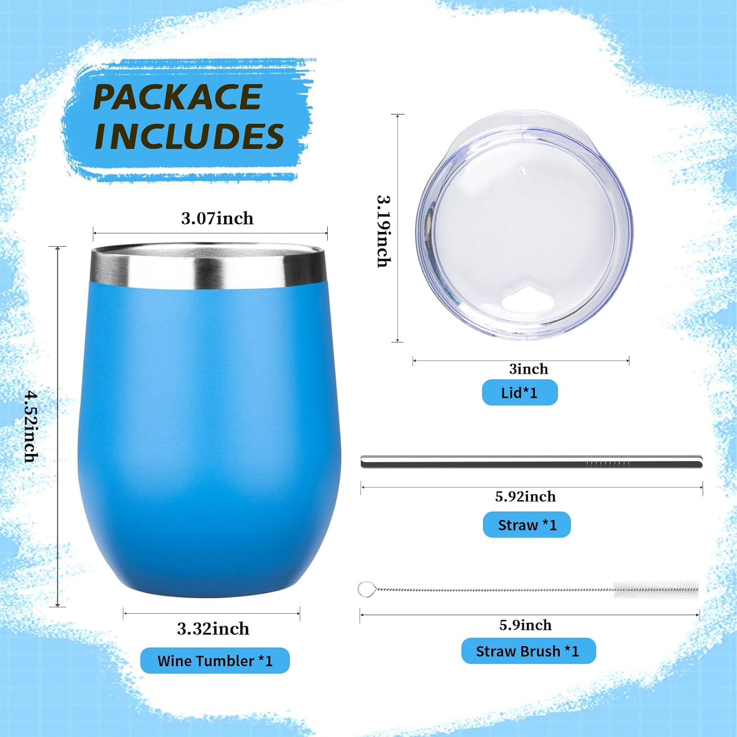 12oz Stemless Wine Tumbler with Lid Double Wall Insulated Wine Cup Stainless Steel Glasses Tumbler with Straw Insulated cocktail Tumbler Coffee Mug for Hot and Cold Beverages (Multicolor-8,4Pack) - Image 3