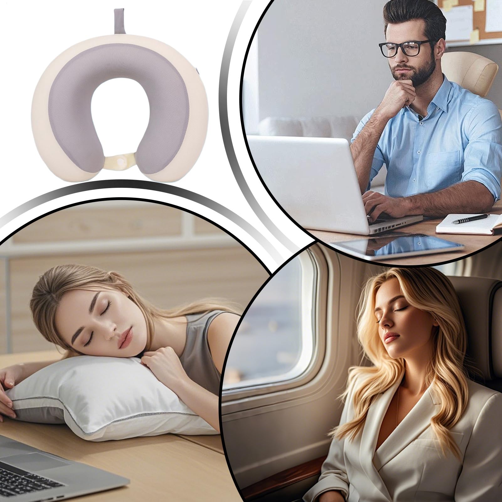 Cuscino Da Viaggio Cervicale Seta Ghiaccio Ergonomico Traspirante | Cuscino da viaggio a forma di U per aereo Campeggio, Affari, , Uomini, Donne, Adulti, Famiglia,
