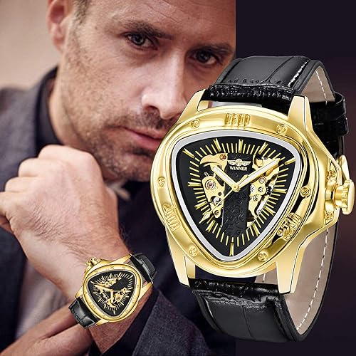 Miniatura 7 de BOSNI Triangle Skeleton Watch for Men Mechanical Automatic Wristwatch Sport Stainless Steel Mens Watches