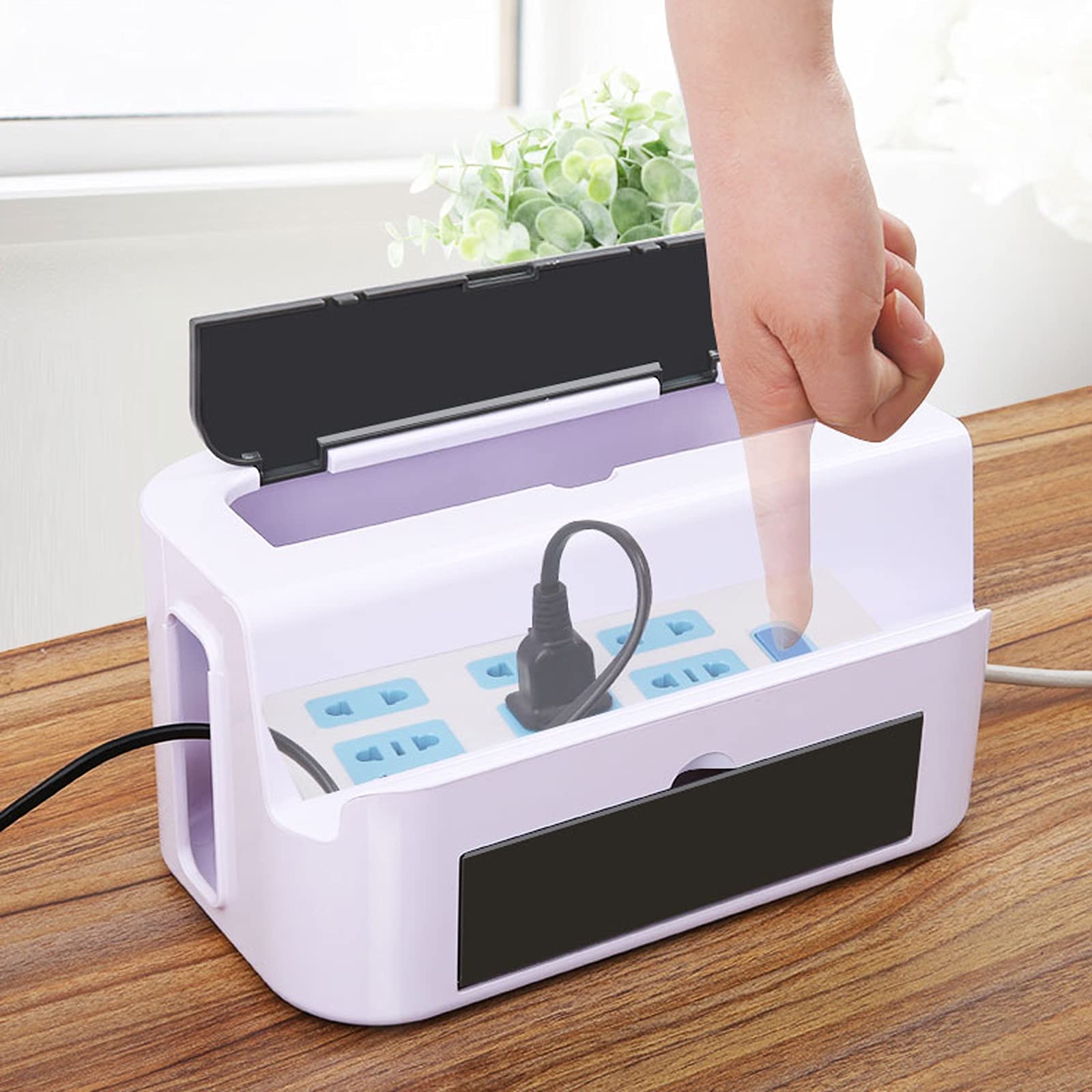 Kabelmanagement-Box Weiße Kabelaufbewahrungsbox Multifunktionale Kabelmanagement-Box zum Verstecken von Steckdosenleisten und Kabeln Kabel-Organizer mit Handy-Ladestation Kabelaufbewahrungsbox