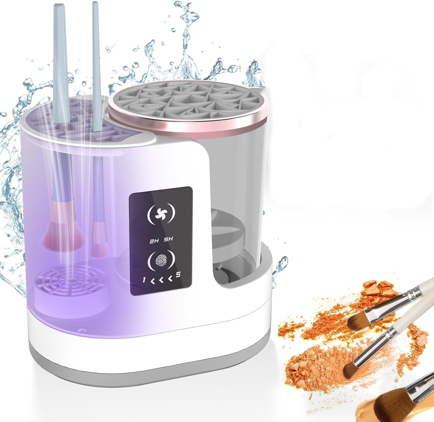 3 in 1 Electric Makeup Brush Cleaner & Dryer Automatic USB Cosmetic Brush Cleaner with Holder, Portable USB Deep Cleaning for All Size Beauty Makeup Brush Set,Blush Brush,Sponges