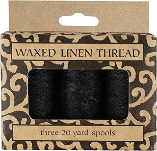 Lineco Waxed Genuine Linen Thread, 20 Yards, Pack of 3 Spools: Black (BBHM209) LIN-BBHM209
