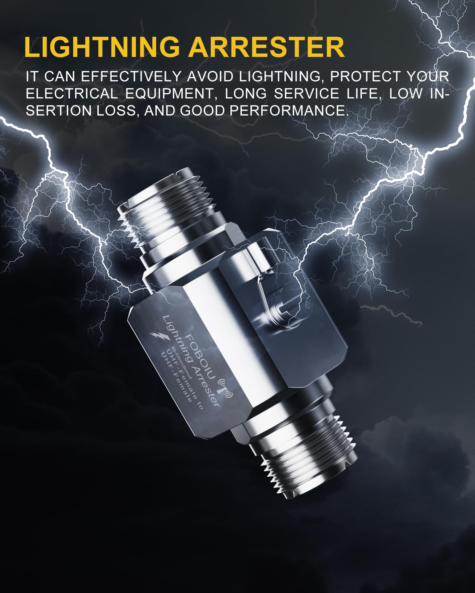 Spegnimento fulmini coassiale, confezione da 2 connettori soppressori per cavo coassiale, protezione da sovratensioni per radio HF, RF, VHF, UHF, CB, Ham, antenna radio bidirezionale con doppia