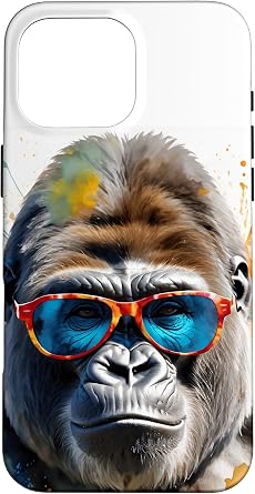iPhone 16 Pro Max Gorilla Sunglasses Monkey Colorful Animal Art Print Graphic Case
