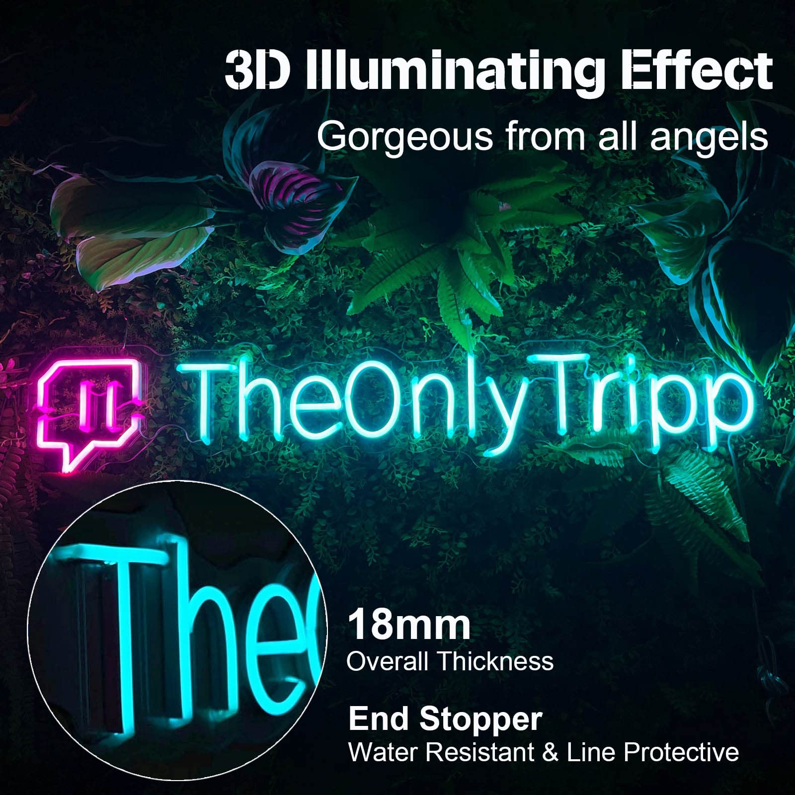 Custom Twitch Neon Sign, Personalized Gamer Tag LED Neon Light, Twitch Username Neon Live Streaming Sign Wall Decor Gift for Gamers, Social Media Streamers Influencers, Twitch Core Logo Business Sign