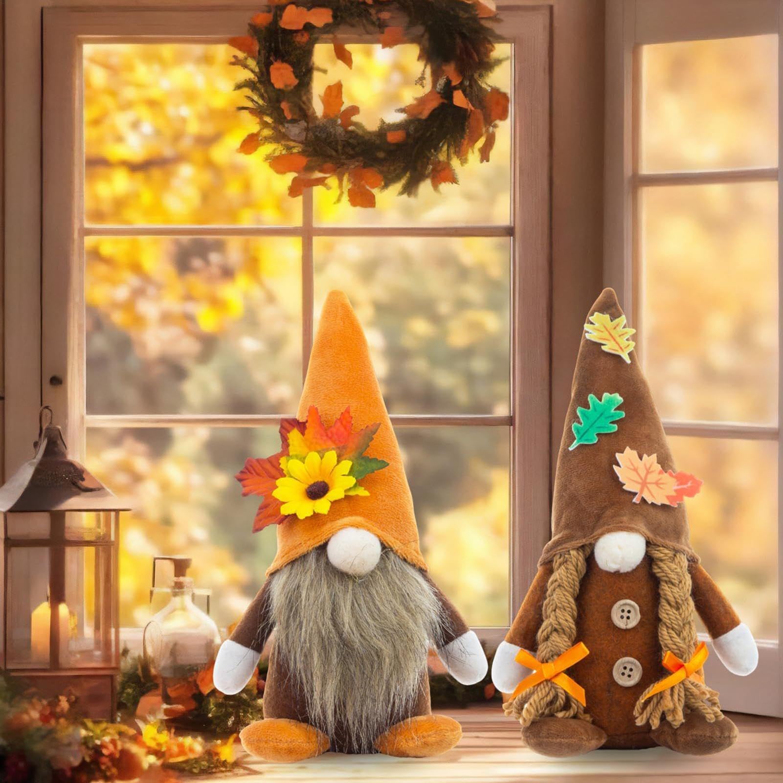 Herbst- aus Plüsch, Thanksgiving-Herbst-Zwerge mit Sonnenblume, Sammelpuppe für Zimmer, Schreibtisch, Schlafsaal, Urlaub, Schule, Wohnung, Büros, Desktop