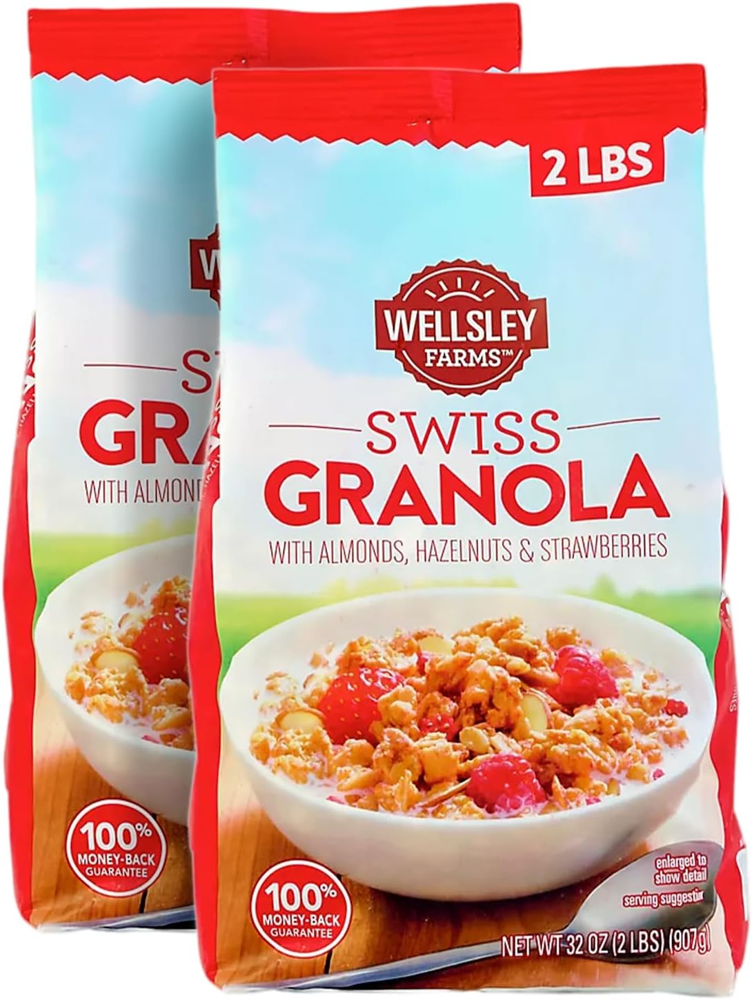 Wellsley Farms Swiss Granola | Made with Real Fruits, Crunchy Oats, Almonds & Hazelnuts| Perfect Addition for Yogurt, Cereal, & Snacks | Favourite High Protein Breakfast | 2 lbs Per Pack