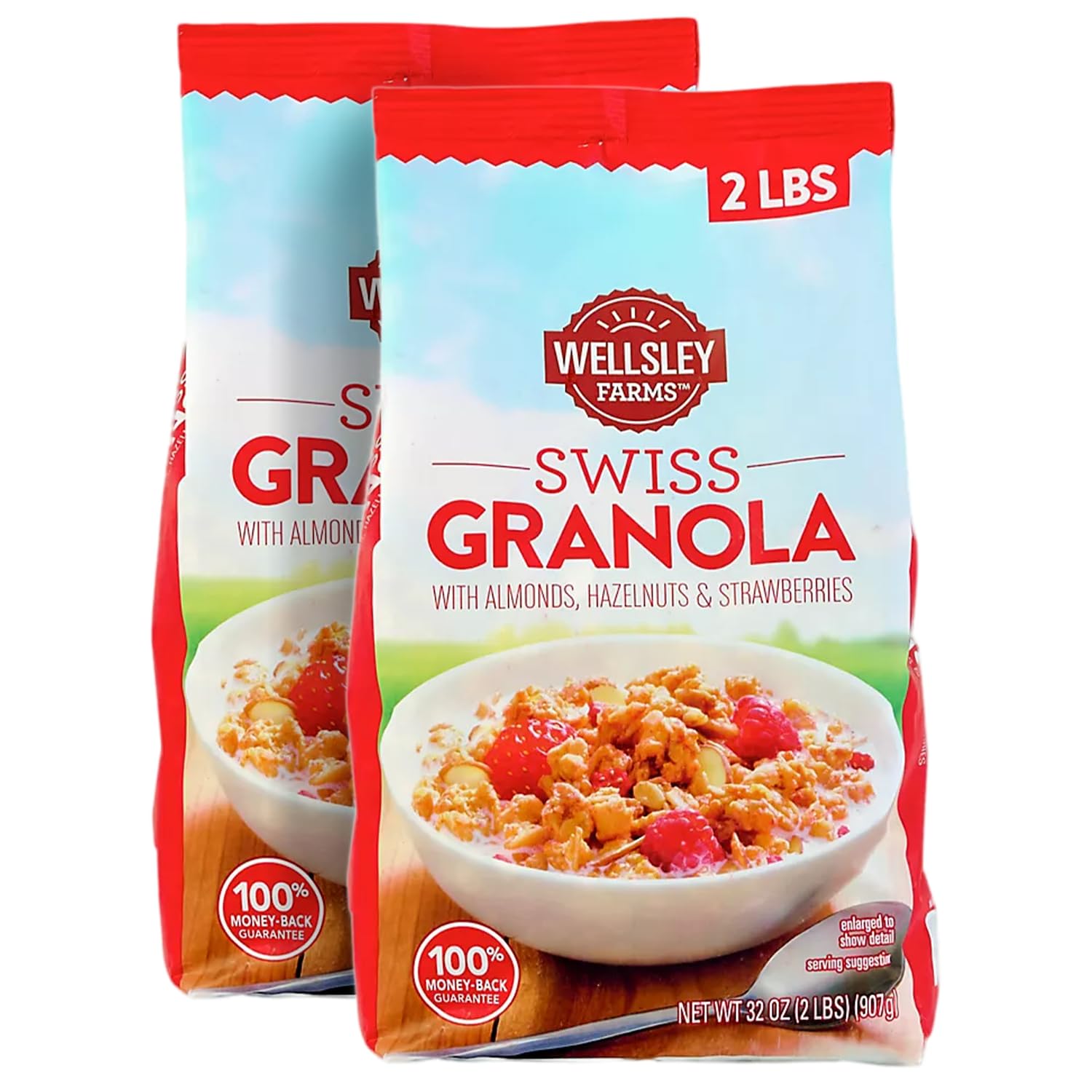 Wellsley Farms Swiss Granola | Made with Real Fruits, Crunchy Oats, Almonds & Hazelnuts| Perfect Addition for Yogurt, Cereal, & Snacks | Favourite High Protein Breakfast | 2 lbs Per Pack