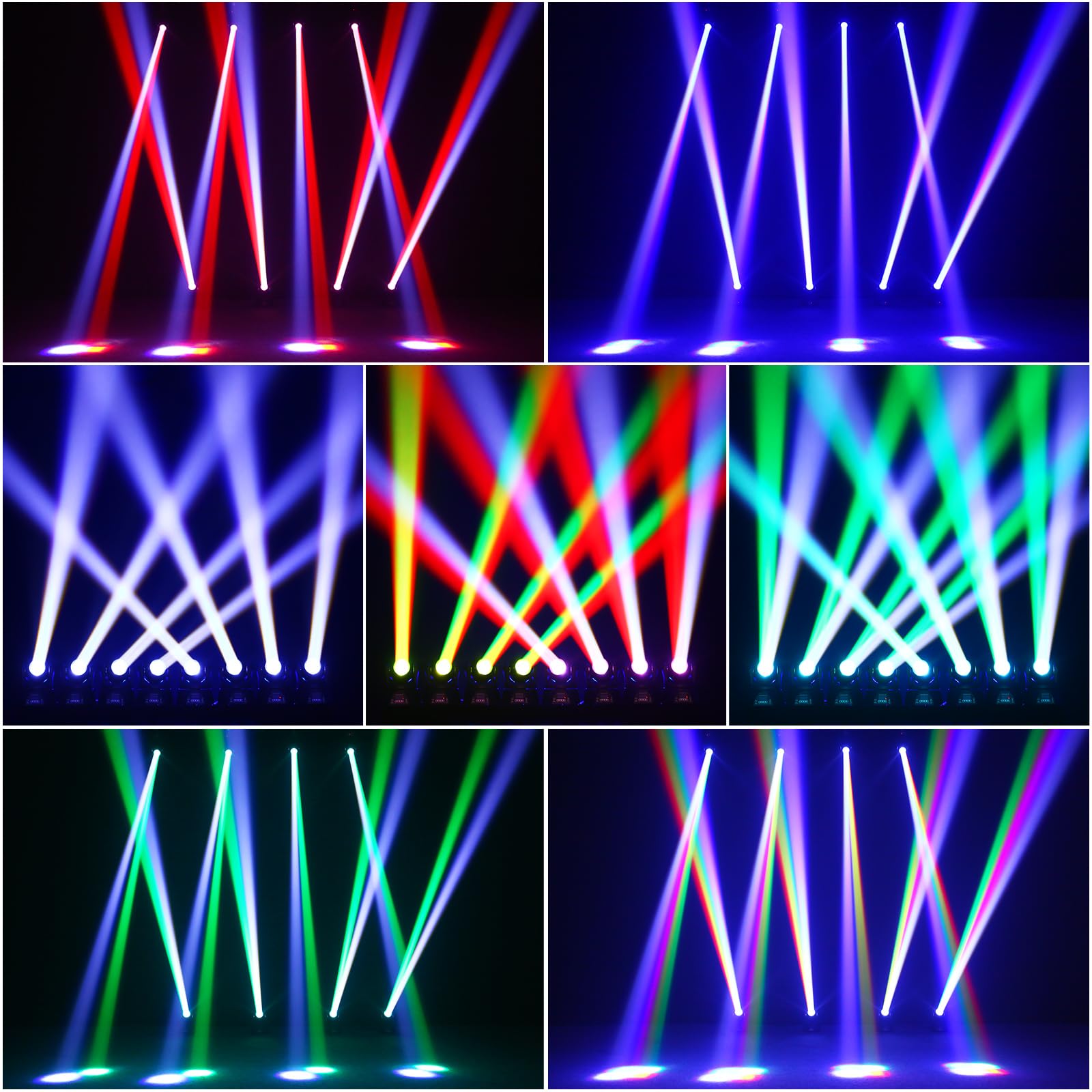 Mini 60W Beam Moving Head Bühnenlicht, RGBW LED Partylicht dmx512 Sprachsteuerung Professionelle Beleuchtungsanlage für Bühnenbeleuchtung Disco DJ Bar Weihnachten