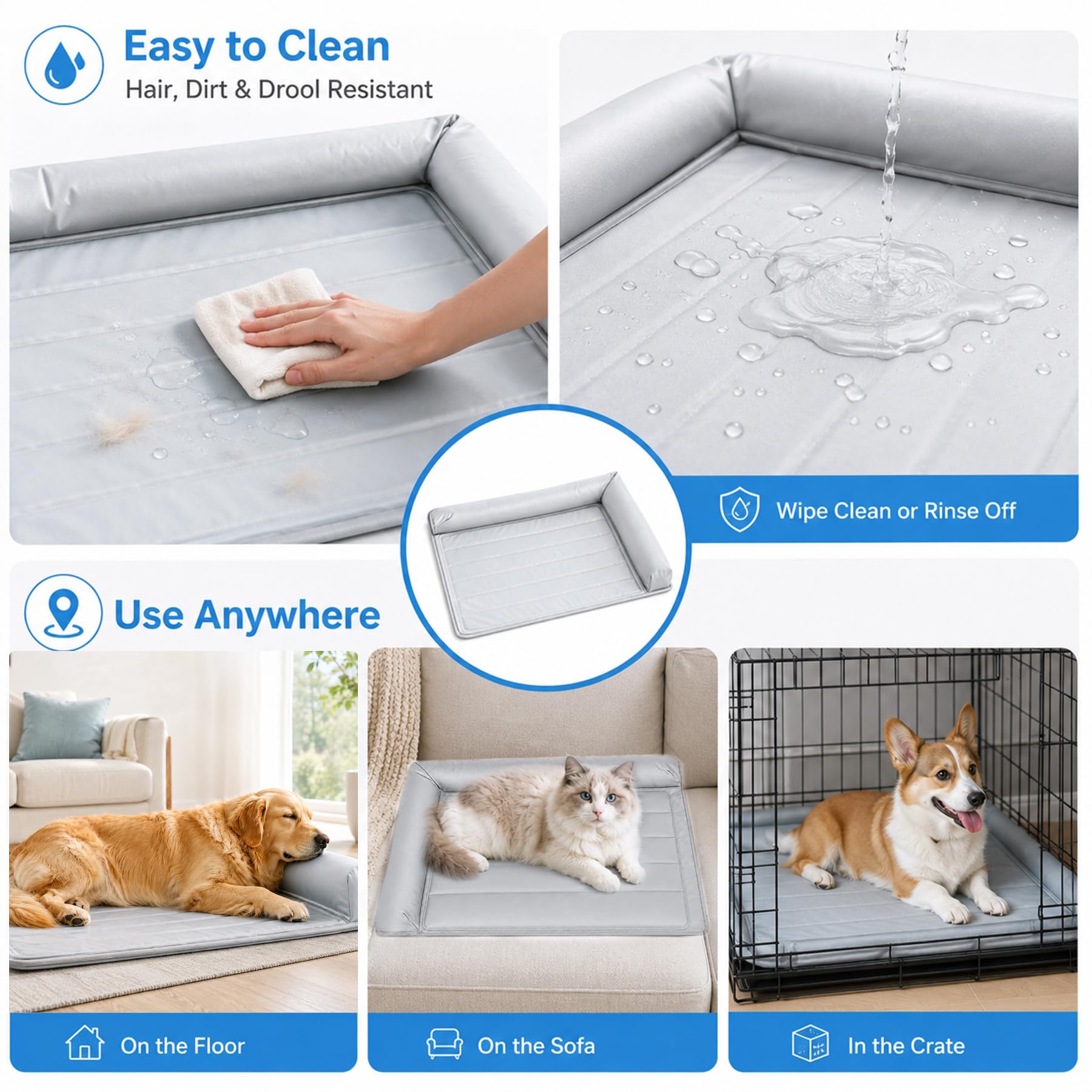 Kühlmatte Hund,99cmx69cm 2026 Neu Kühlmatte für Den Sommer,Selbstkühlende Hundematte,Waschbar kühlmatte für Hunde,Kühlmatte Hunde Ergonomisch für Kühldecke Groß Hunde Welpen Katze Kühlmatte
