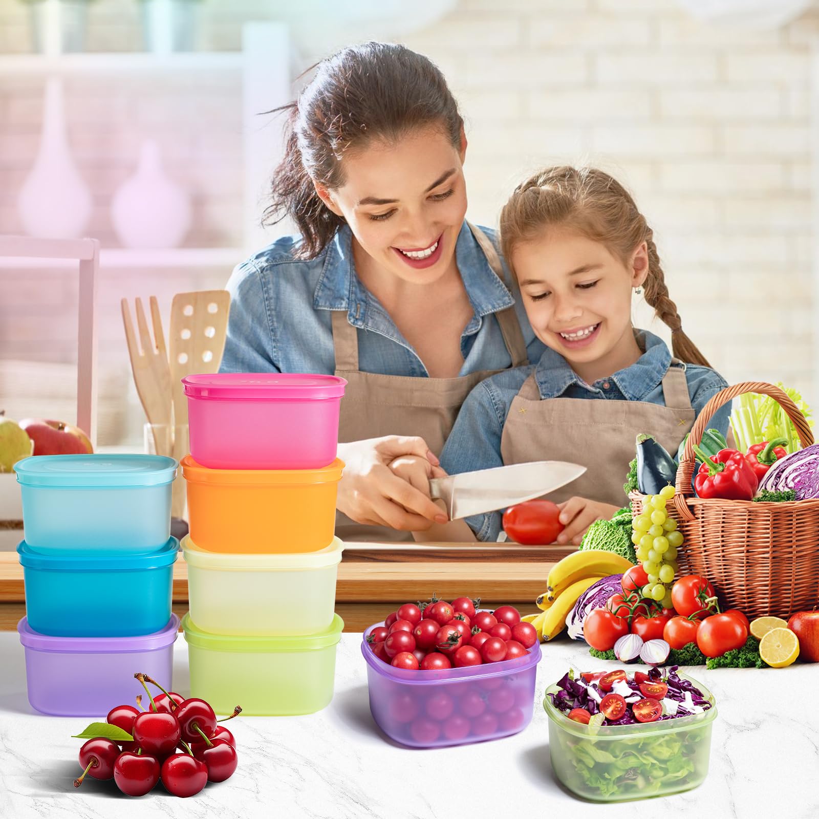 7PCS botes cocina almacenaje, recipientes para alimentos Reutilizables - Microondas, Lavavajillas, Recipientes de Almacenamiento en el Congelador Para la Preparación de Comidas(900ML)