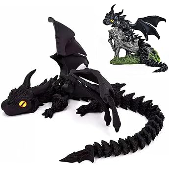 30 cm 3D Printed Dragon with Eyes and Wings Mysterious Realistic Dragon Figures for Children Adults Flexible Articulated Dragon Decoration Fidget Toy Easter Gift Idea
