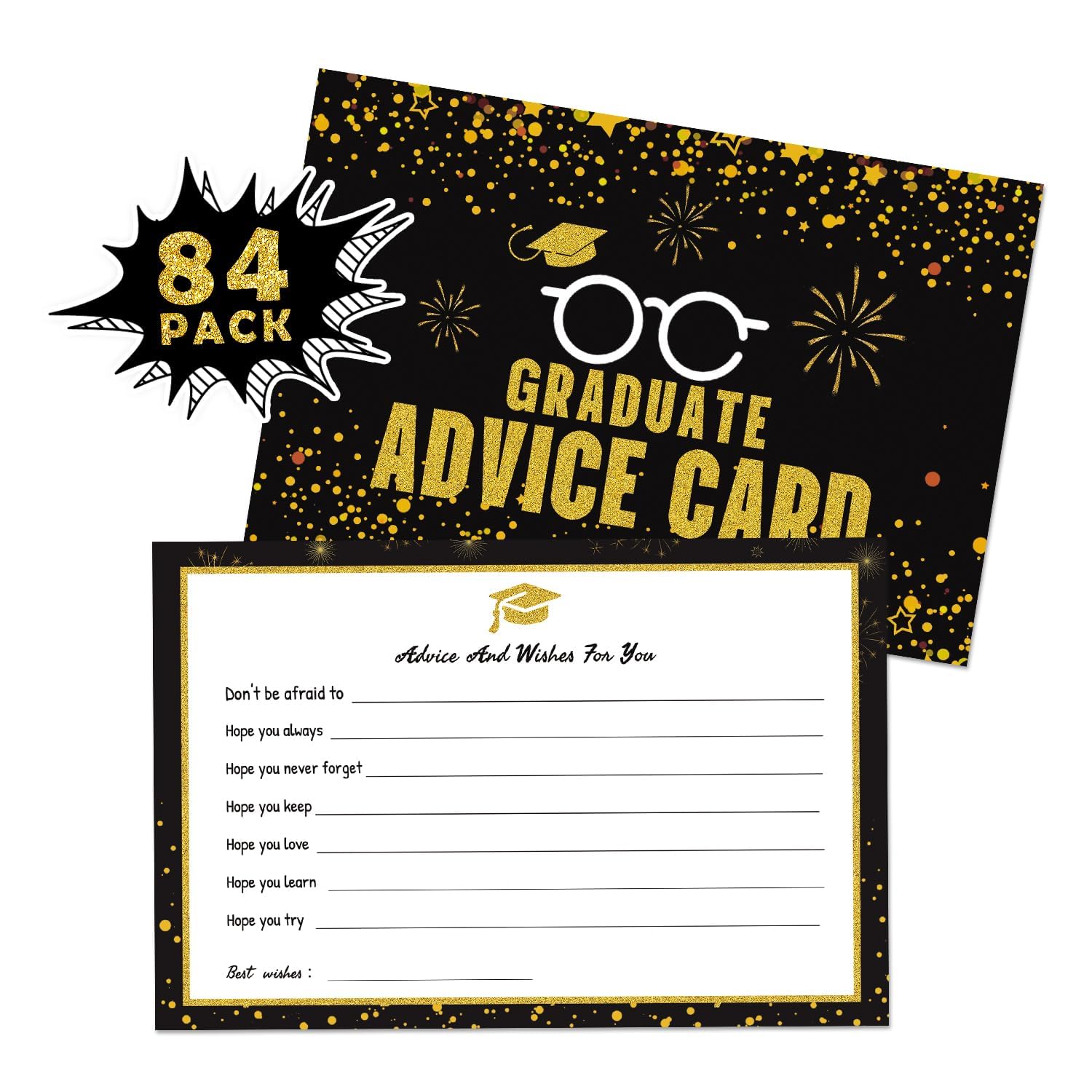 PARTYWIND 84 PCS Graduate Advice Cards 2025, Graduation Wishes Cards for Party Games Decorations Supplies, Graduation for College/High school/Middle